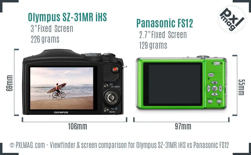Olympus SZ-31MR iHS vs Panasonic FS12 Screen and Viewfinder comparison