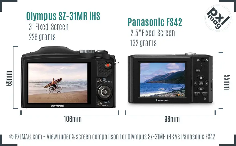 Olympus SZ-31MR iHS vs Panasonic FS42 Screen and Viewfinder comparison