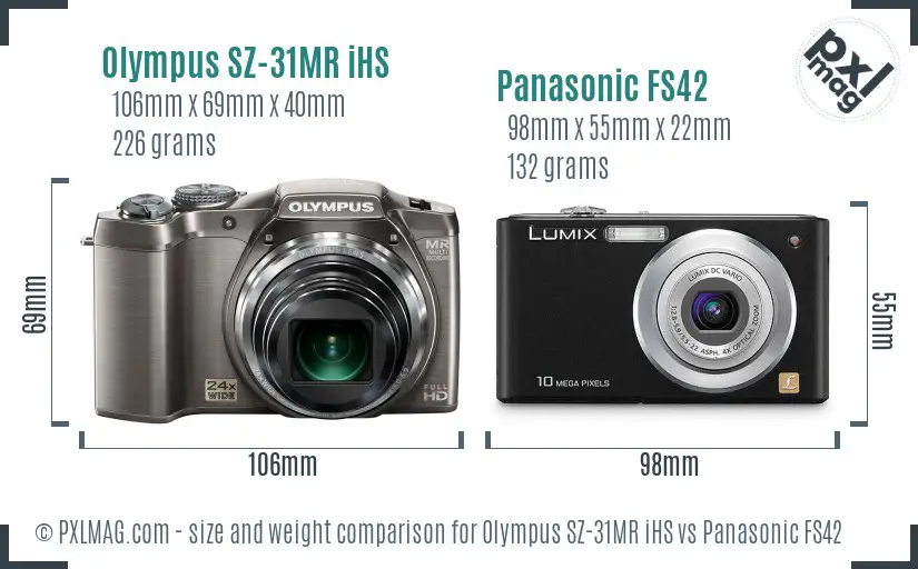 Olympus SZ-31MR iHS vs Panasonic FS42 size comparison