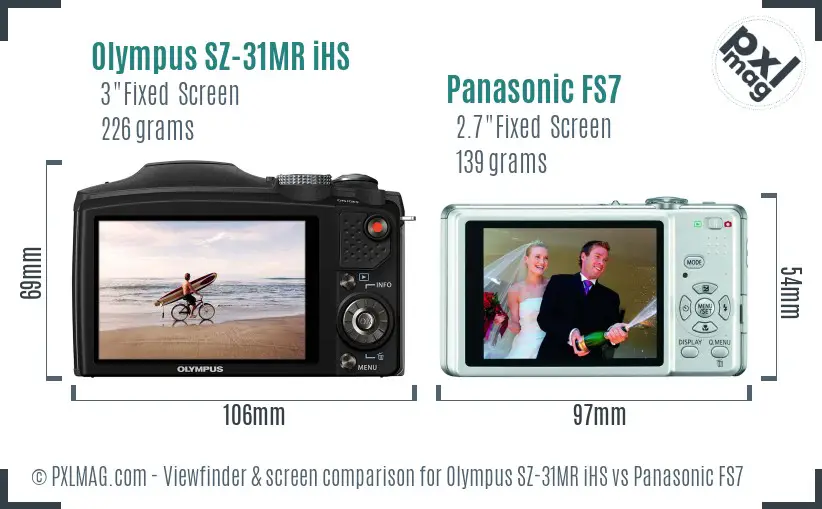 Olympus SZ-31MR iHS vs Panasonic FS7 Screen and Viewfinder comparison