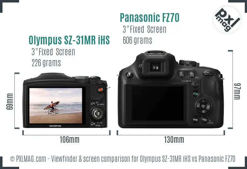 Olympus SZ-31MR iHS vs Panasonic FZ70 Screen and Viewfinder comparison