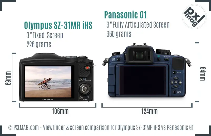 Olympus SZ-31MR iHS vs Panasonic G1 Screen and Viewfinder comparison Olympus SZ-31MR iHS vs Panasonic G1 Screen and Viewfinder comparison