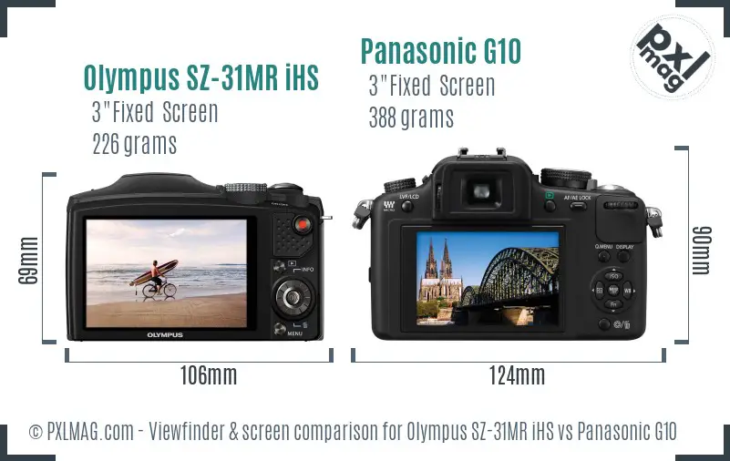 Olympus SZ-31MR iHS vs Panasonic G10 Screen and Viewfinder comparison Olympus SZ-31MR iHS vs Panasonic G10 Screen and Viewfinder comparison