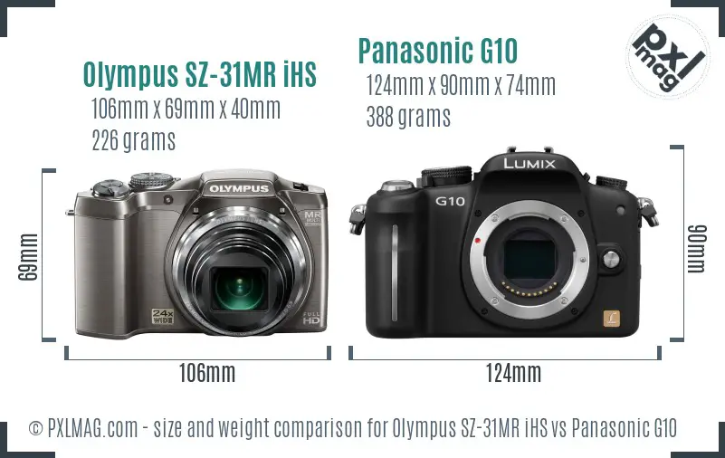 Olympus SZ-31MR iHS vs Panasonic G10 size comparison Olympus SZ-31MR iHS vs Panasonic G10 size comparison