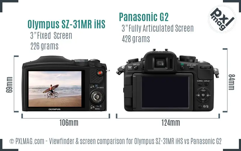 Olympus SZ-31MR iHS vs Panasonic G2 Screen and Viewfinder comparison Olympus SZ-31MR iHS vs Panasonic G2 Screen and Viewfinder comparison