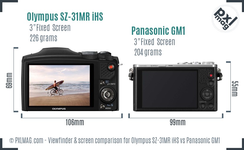 Olympus SZ-31MR iHS vs Panasonic GM1 Screen and Viewfinder comparison