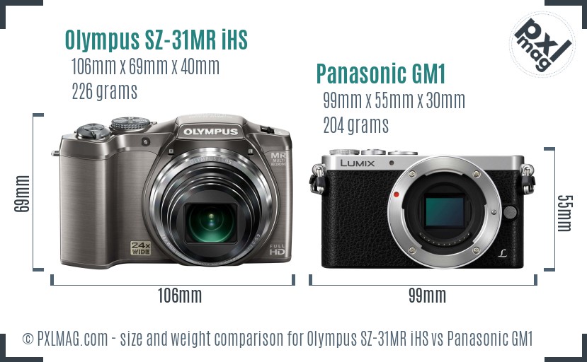 Olympus SZ-31MR iHS vs Panasonic GM1 size comparison Olympus SZ-31MR iHS vs Panasonic GM1 size comparison
