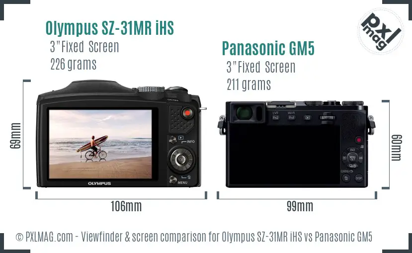 Olympus SZ-31MR iHS vs Panasonic GM5 Screen and Viewfinder comparison