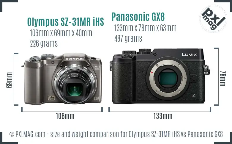 Olympus SZ-31MR iHS vs Panasonic GX8 size comparison