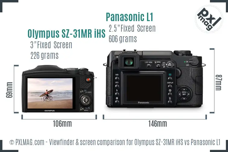 Olympus SZ-31MR iHS vs Panasonic L1 Screen and Viewfinder comparison