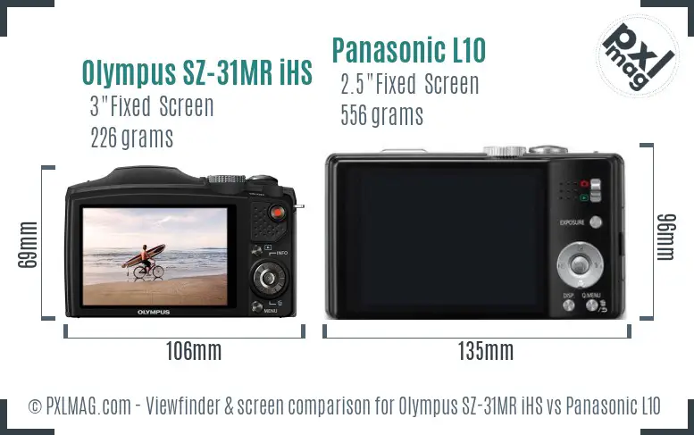 Olympus SZ-31MR iHS vs Panasonic L10 Screen and Viewfinder comparison Olympus SZ-31MR iHS vs Panasonic L10 Screen and Viewfinder comparison