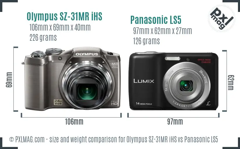Olympus SZ-31MR iHS vs Panasonic LS5 size comparison