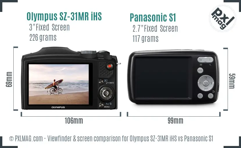 Olympus SZ-31MR iHS vs Panasonic S1 Screen and Viewfinder comparison Olympus SZ-31MR iHS vs Panasonic S1 Screen and Viewfinder comparison