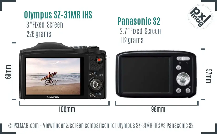 Olympus SZ-31MR iHS vs Panasonic S2 Screen and Viewfinder comparison