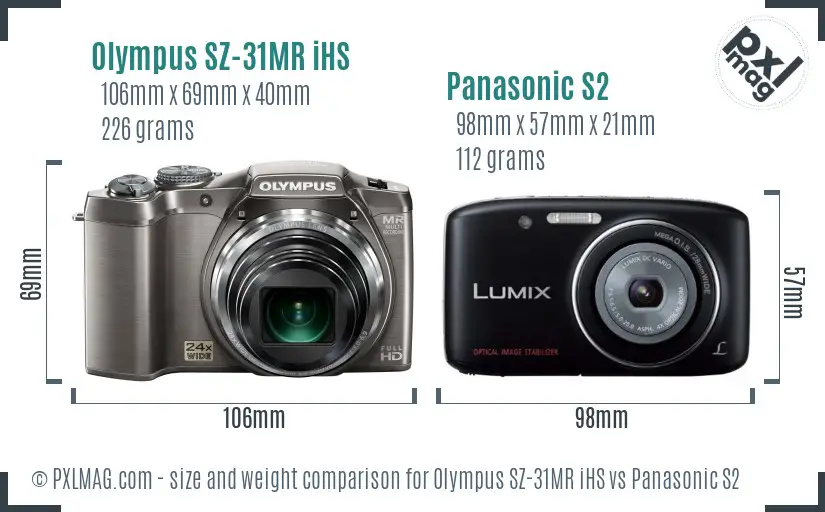 Olympus SZ-31MR iHS vs Panasonic S2 size comparison
