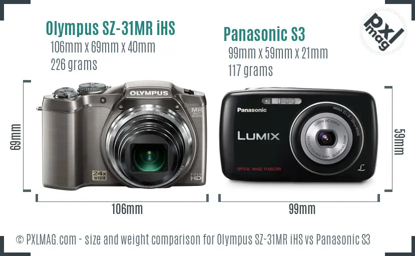 Olympus SZ-31MR iHS vs Panasonic S3 size comparison