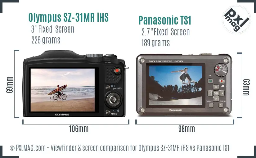 Olympus SZ-31MR iHS vs Panasonic TS1 Screen and Viewfinder comparison