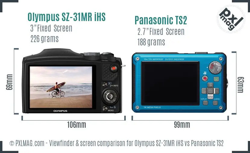 Olympus SZ-31MR iHS vs Panasonic TS2 Screen and Viewfinder comparison