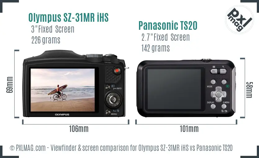 Olympus SZ-31MR iHS vs Panasonic TS20 Screen and Viewfinder comparison