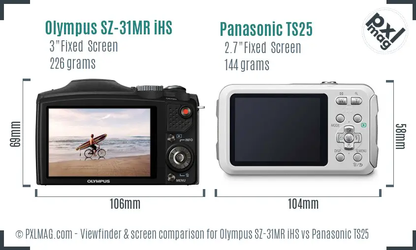 Olympus SZ-31MR iHS vs Panasonic TS25 Screen and Viewfinder comparison