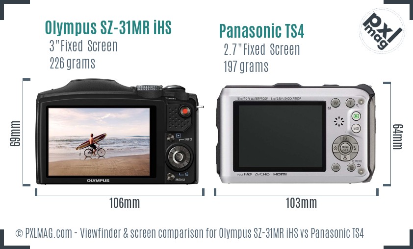 Olympus SZ-31MR iHS vs Panasonic TS4 Screen and Viewfinder comparison