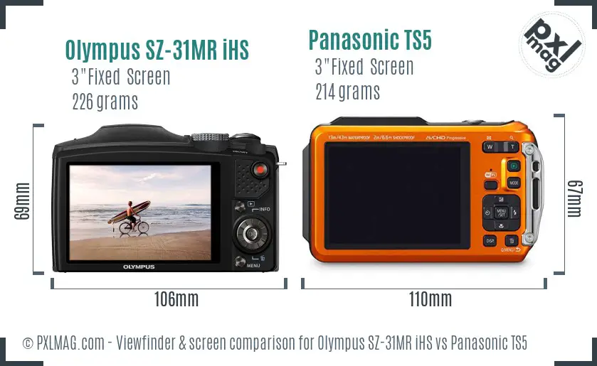 Olympus SZ-31MR iHS vs Panasonic TS5 Screen and Viewfinder comparison