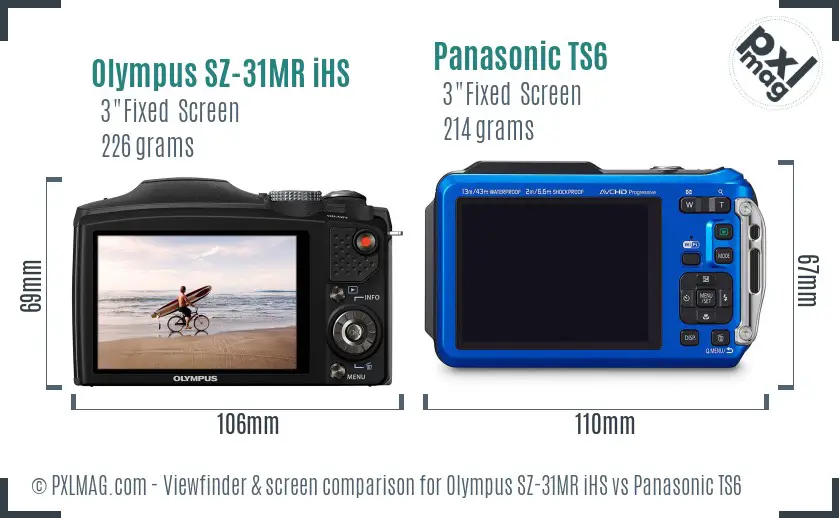 Olympus SZ-31MR iHS vs Panasonic TS6 Screen and Viewfinder comparison