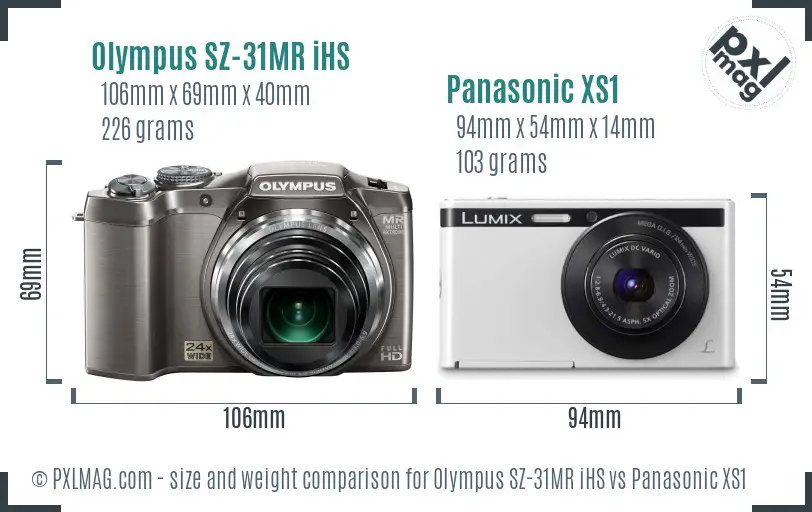 Olympus SZ-31MR iHS vs Panasonic XS1 size comparison