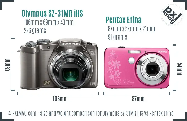 Olympus SZ-31MR iHS vs Pentax Efina size comparison