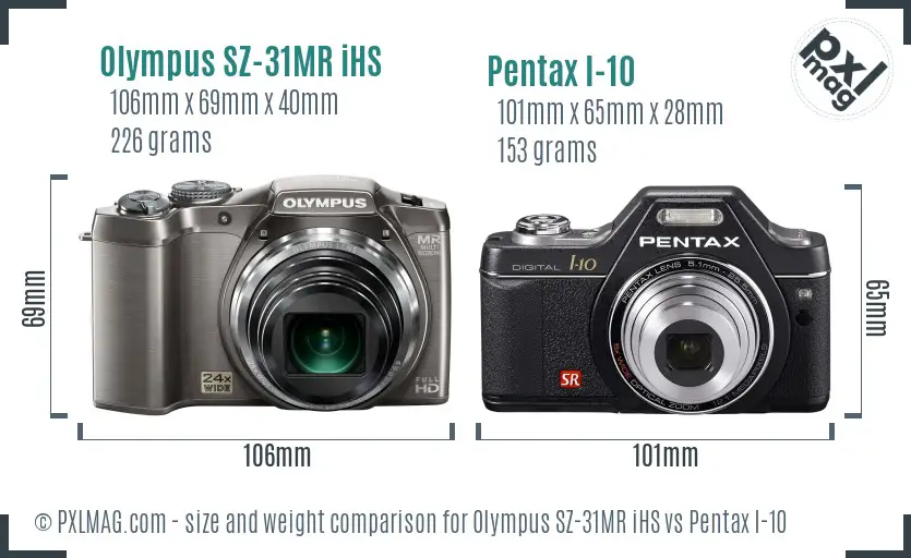 Olympus SZ-31MR iHS vs Pentax I-10 size comparison