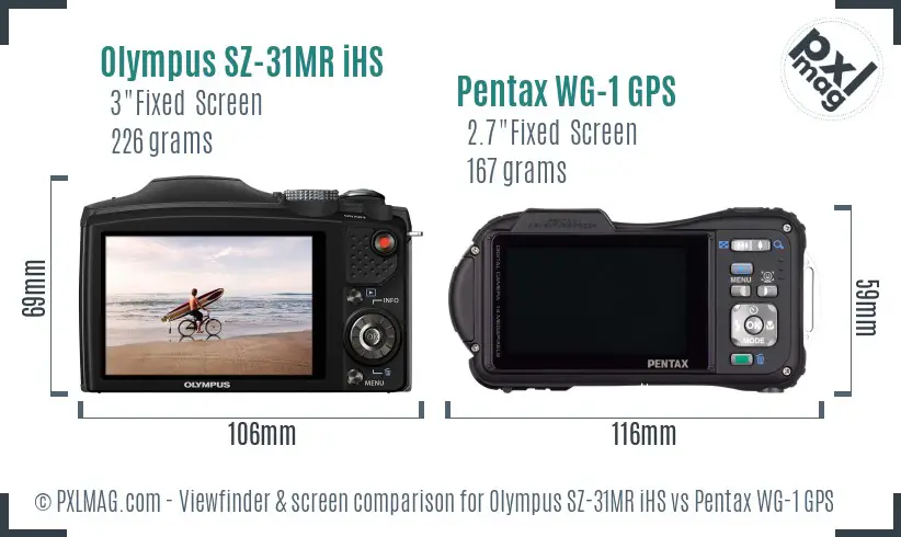Olympus SZ-31MR iHS vs Pentax WG-1 GPS Screen and Viewfinder comparison