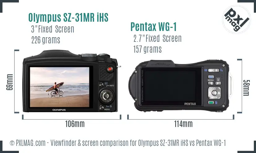 Olympus SZ-31MR iHS vs Pentax WG-1 Screen and Viewfinder comparison