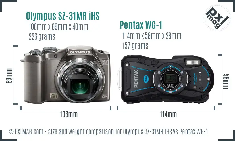 Olympus SZ-31MR iHS vs Pentax WG-1 size comparison