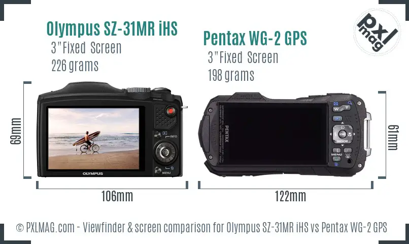 Olympus SZ-31MR iHS vs Pentax WG-2 GPS Screen and Viewfinder comparison