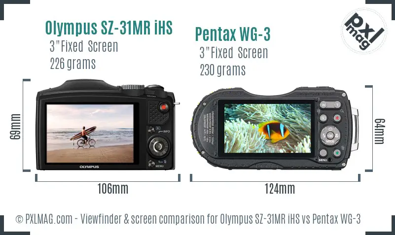 Olympus SZ-31MR iHS vs Pentax WG-3 Screen and Viewfinder comparison