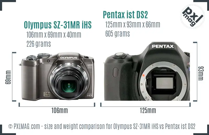 Olympus SZ-31MR iHS vs Pentax ist DS2 size comparison