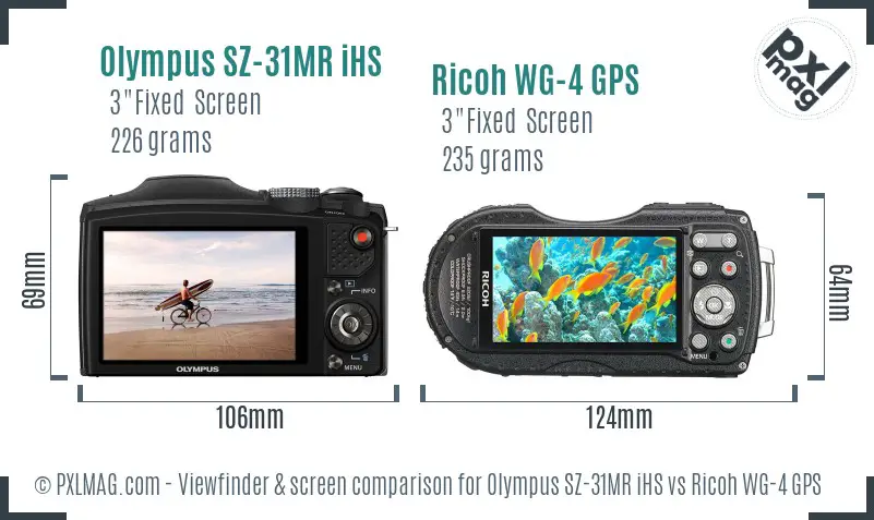Olympus SZ-31MR iHS vs Ricoh WG-4 GPS Screen and Viewfinder comparison Olympus SZ-31MR iHS vs Ricoh WG-4 GPS Screen and Viewfinder comparison