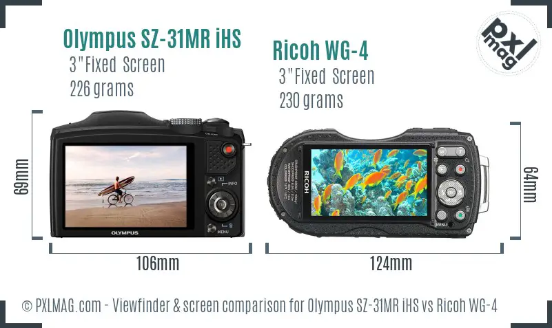 Olympus SZ-31MR iHS vs Ricoh WG-4 Screen and Viewfinder comparison
