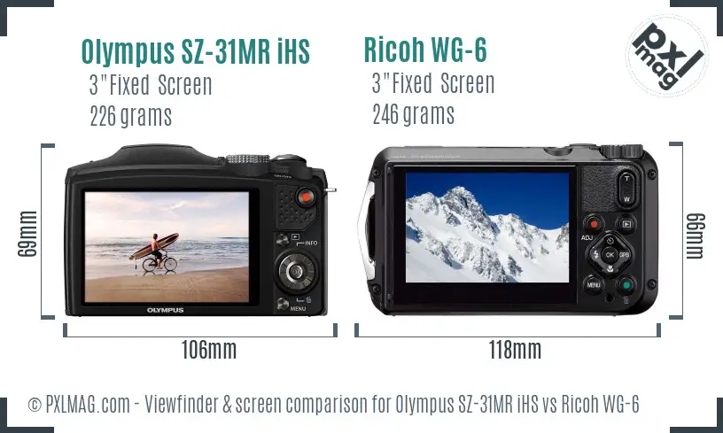 Olympus SZ-31MR iHS vs Ricoh WG-6 Screen and Viewfinder comparison