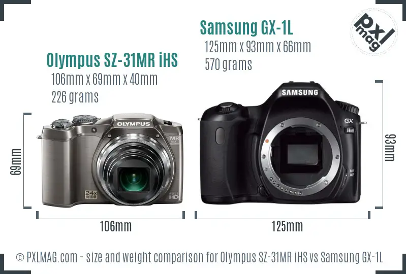 Olympus SZ-31MR iHS vs Samsung GX-1L size comparison