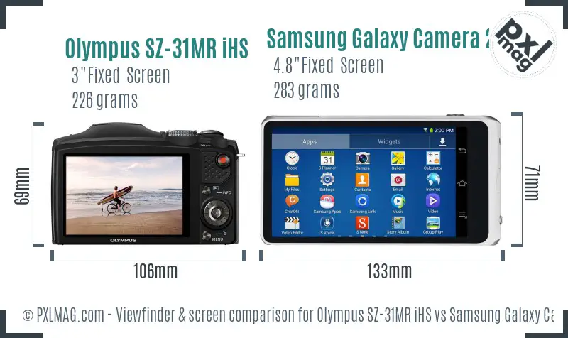 Olympus SZ-31MR iHS vs Samsung Galaxy Camera 2 Screen and Viewfinder comparison