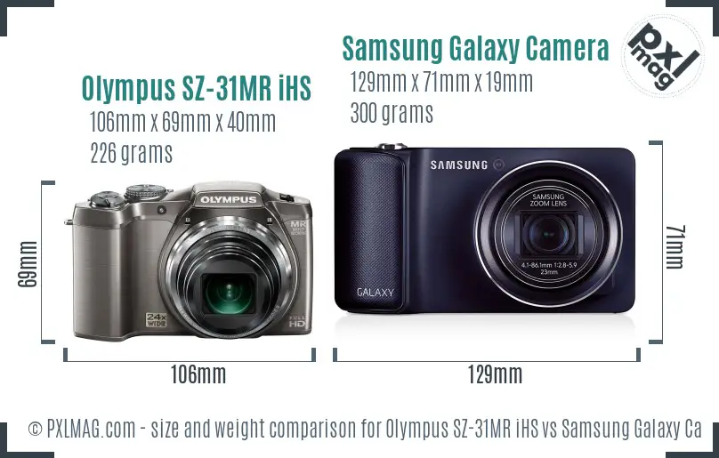 Olympus SZ-31MR iHS vs Samsung Galaxy Camera size comparison