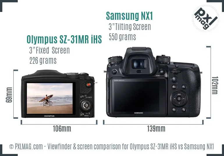 Olympus SZ-31MR iHS vs Samsung NX1 Screen and Viewfinder comparison