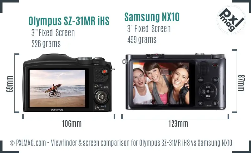 Olympus SZ-31MR iHS vs Samsung NX10 Screen and Viewfinder comparison