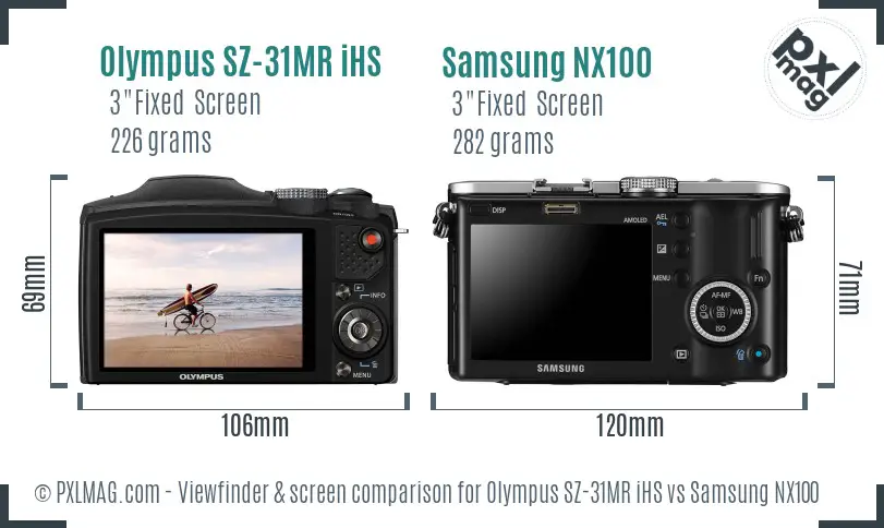 Olympus SZ-31MR iHS vs Samsung NX100 Screen and Viewfinder comparison Olympus SZ-31MR iHS vs Samsung NX100 Screen and Viewfinder comparison
