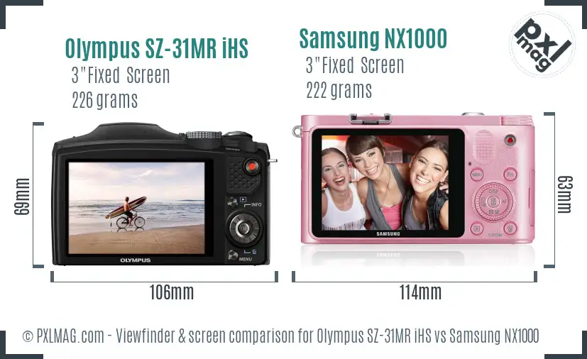 Olympus SZ-31MR iHS vs Samsung NX1000 Screen and Viewfinder comparison Olympus SZ-31MR iHS vs Samsung NX1000 Screen and Viewfinder comparison