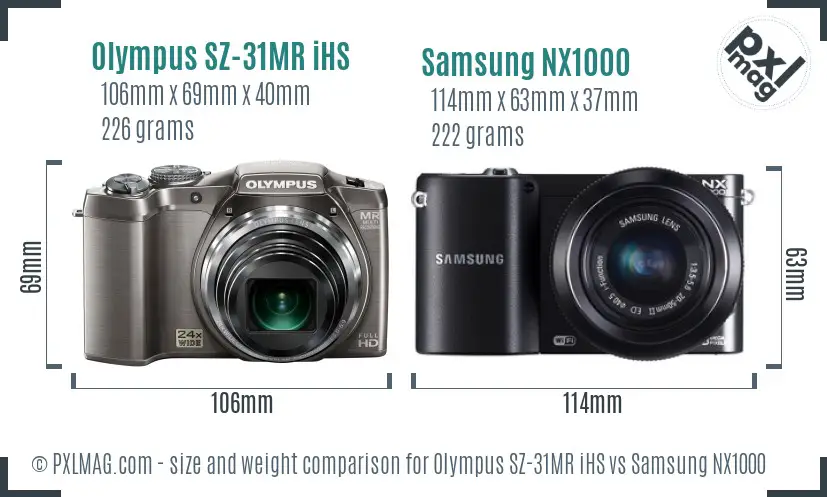 Olympus SZ-31MR iHS vs Samsung NX1000 size comparison Olympus SZ-31MR iHS vs Samsung NX1000 size comparison