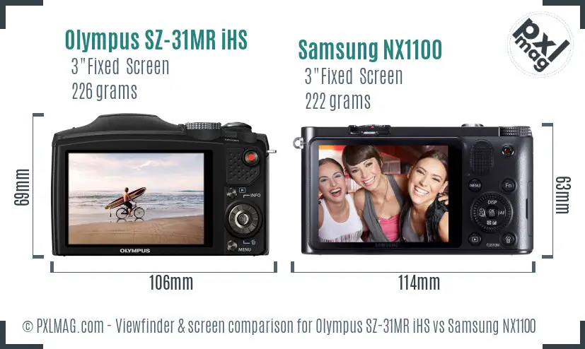Olympus SZ-31MR iHS vs Samsung NX1100 Screen and Viewfinder comparison Olympus SZ-31MR iHS vs Samsung NX1100 Screen and Viewfinder comparison
