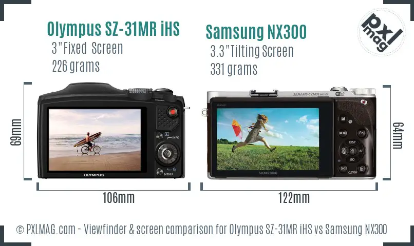 Olympus SZ-31MR iHS vs Samsung NX300 Screen and Viewfinder comparison