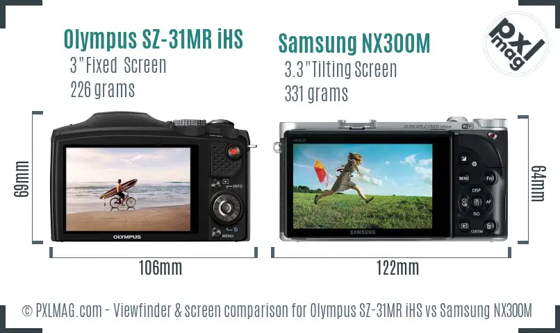 Olympus SZ-31MR iHS vs Samsung NX300M Screen and Viewfinder comparison